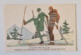 SCHIORI PE MUNTE , CARTE POSTALA DE RECLAMA LA MEDICAMENTELE &#039; HEMOSTYL &#039; SI &#039; HEPAMOXIL &#039; , TEXT IN LIMBA FRANCEZA , INTERBELICA
