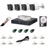 Kit supraveghere analog Dahua cu 4 camere 2MP, microfon si HDD 500GB
