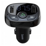 Modulator FM Bluetooth Baseus Tip T &Icirc;ncărcător Auto MP3 2 x USB TF microSD 3,4A Negru CCTM-01