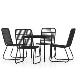 Cumpara ieftin Set de servit masa pentru gradina, 5 piese, negru