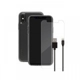 Pachet Husa Clear + Cablu Lightning + Folie Sticla Skech pentru iPhone XS Max