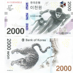 Coreea de Sud 2 000 2000 Won Jocurile Olimpice PyeongChang UNC