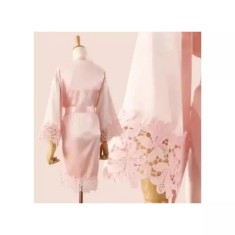 Halat de Dama din Satin, Roz - MEI40