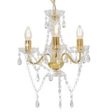 Cumpara ieftin Candelabru cu margele, auriu, rotund, 3 becuri E14