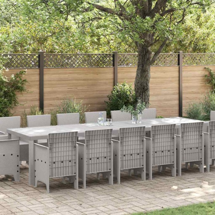 vidaXL Set de masă pentru grădină 15 pcs Gri deschis Ratan Polt 3378647