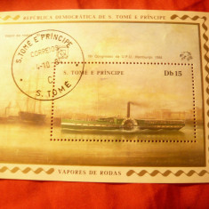 Bloc Sao Tome e Principe 1984 - Nava - Congres Hamburg , stampilat