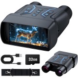 Binoclu Night Vision 4K, Card 32GB, Ecran 4.55 Inch, Zoom 8x Digital, Infrarosu 7 Niveluri, Baterie 4500mAh, IP54 Rezistent Apa, Anti-Shake, Vanatoare