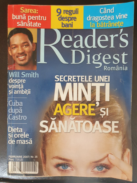 Revista READER&#039;S DIGEST ROMANIA, NR. 16, Februarie 2007, Will Smith, 144 pag