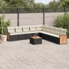 Gossi set canapele de gradina cu perne, 10 piese, negru, poliratan
