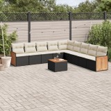 Gossi set canapele de gradina cu perne, 10 piese, negru, poliratan