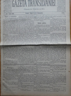 Gazeta Transilvaniei , Numer de Dumineca , Brasov , nr. 275 , 1907 foto