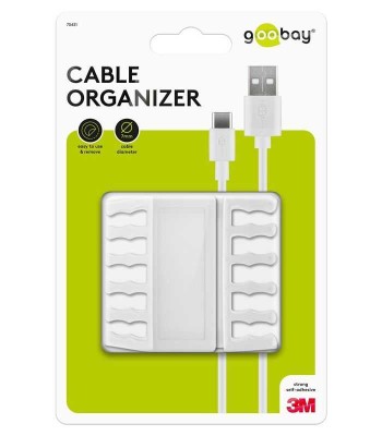 Cleme pentru gestionarea cablurilor cu 5 sloturi Goobay set 2buc alb foto