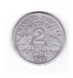 Moneda Franta 2 francs/franci 1943, Paris, stare buna, curata