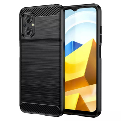 Husa pentru Xiaomi Poco M5, Techsuit Carbon Silicone, Black foto