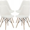 Set 4 scaune de bucatarie, design scandinav modern, sezut cu burete, alb Household NewTrend