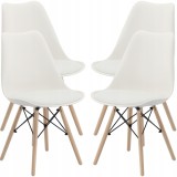 Set 4 scaune de bucatarie, design scandinav modern, sezut cu burete, alb Household NewTrend