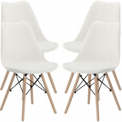 Set 4 scaune de bucatarie, design scandinav modern, sezut cu burete, alb Household NewTrend foto