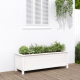vidaXL Strat &icirc;nălțat de grădină, alb, 119,5x40x39 cm, lemn masiv pin 825262