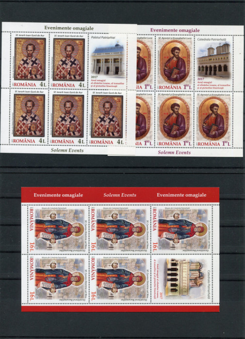 2017 , Lp 2166 b , Evenimente omagiale , minicoli 5 timbre + 1 vinieta - MNH