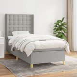 Cumpara ieftin Pat box spring cu saltea, gri deschis, 90x190 cm, textil