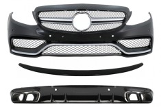 Bara Fata si Difuzor Bara Spate Mercedes C-Class C205 A205 Coupe Cabriolet (2014-2019) Eleron portbagaj C63S Design Performance AutoTuning
