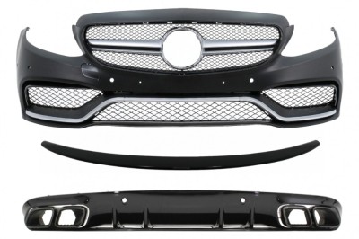 Bara Fata si Difuzor Bara Spate Mercedes C-Class C205 A205 Coupe Cabriolet (2014-2019) Eleron portbagaj C63S Design Performance AutoTuning foto