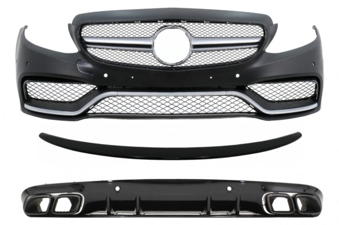 Bara Fata si Difuzor Bara Spate Mercedes C-Class C205 A205 Coupe Cabriolet (2014-2019) Eleron portbagaj C63S Design Performance AutoTuning