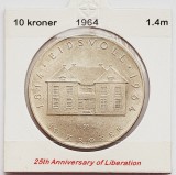 474 Norvegia 10 kroner 1964 Olav V (Constitution Sesquicentennial) km 413 argint, Europa