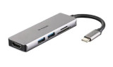 Hub USB D-LINK DUB-M530, 2 x USB 3.0, HDMI, SD/microSD, USB Type-C (Gri)
