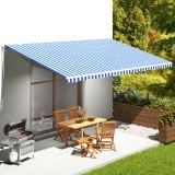 VidaXL P&acirc;nză de rezervă copertină, albastru și alb, 6x3,5 m