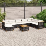 Set mobilier de gradina cu perne, 9 piese, negru, poliratan GartenMobel Dekor, vidaXL