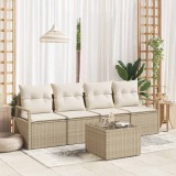VidaXL Set de canapele pentru grădină 5 pcs Bej, crem 55 x 55 x 37 cm