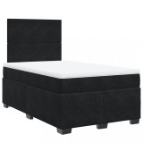 Cumpara ieftin Pat box spring cu saltea, negru, 120x190 cm, catifea