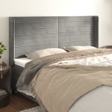 VidaXL Tăblie de pat cu aripioare gri deschis 203x16x118/128cm catifea