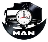 Ceas de Perete Artizanal din Vinil &bdquo;Camion MAN&rdquo; &ndash; Lucrat Manual, Decor Unic pentru Șoferi și Pasionați