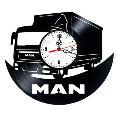 Ceas de Perete Artizanal din Vinil &bdquo;Camion MAN&rdquo; &ndash; Lucrat Manual, Decor Unic pentru Șoferi și Pasionați