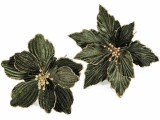 Set 2 Craciunite textil verde sclipici auriu &Oslash; 26 cm x 24 H
