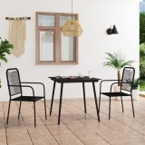 Cumpara ieftin Set mobilier grădină, 3 piese, negru, sfoară de bumbac și oțel