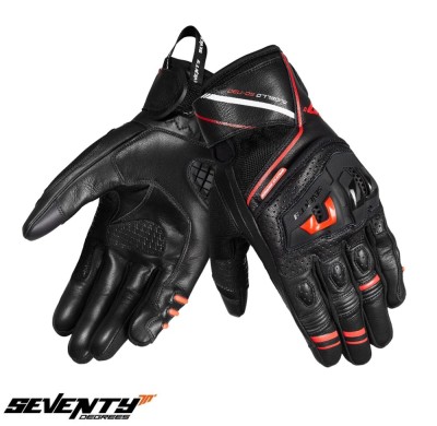 Manusi barbati pentru scuter - motocicleta Racing/Naked vara Seventy model SD-N30 Mugello culoare: negru/rosu &amp;ndash; degete tactile S (7 cm) foto