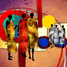 Tablou canvas Africa retro vintage arta17, 90 x 60 cm