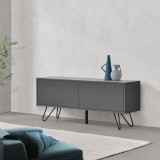 Comoda Bollebygd DG cu 2 usi Push-Open gri inchis/negru [en.casa] HausGarden Leisure