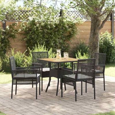 vidaXL Set de masă pentru grădină 5 pcs Negru Rattan poli 3334936 foto