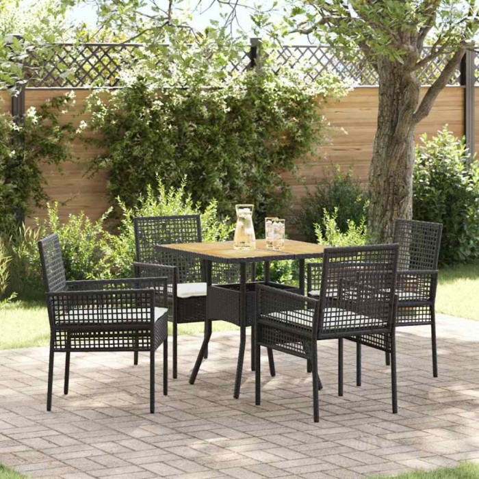 vidaXL Set de masă pentru grădină 5 pcs Negru Rattan poli 3334936