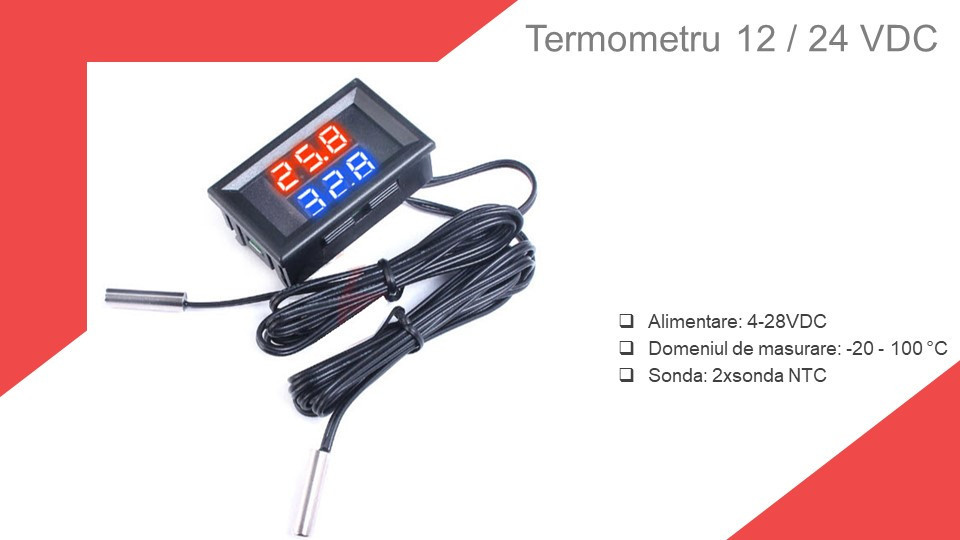 Termometru digital cu afisaj dublu 4-28 VDC | Okazii.ro