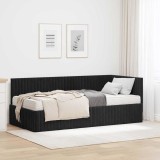 vidaXL Cadru de pat colțar cu saltea cu headboard 2 pcs Negru Catifea 3393813