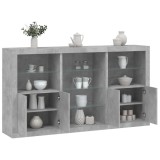 vidaXL Servantă cu lumini LED, gri beton, 181,5x37x100 cm