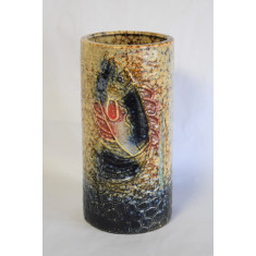 Vaza din ceramica smaltuita - decor acvatic cu peste