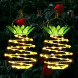 2CS Ananas LED-uri Lumini solare Impermeabil Cale de grădină Lampă agățată Lante