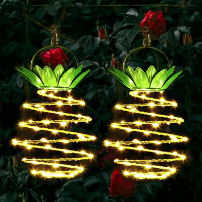 2CS Ananas LED-uri Lumini solare Impermeabil Cale de grădină Lampă agățată Lante foto
