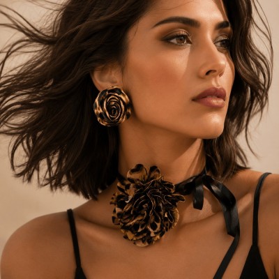 Set colier Leopard Coffe foto